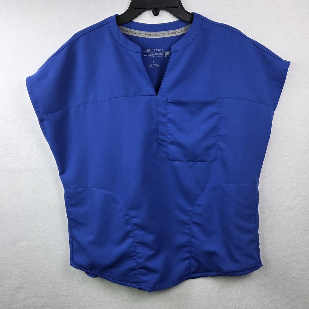 Fabletics Evolve Scrub Top Womens S Blue VNeck Medical Uniform Medical Vet Nurse